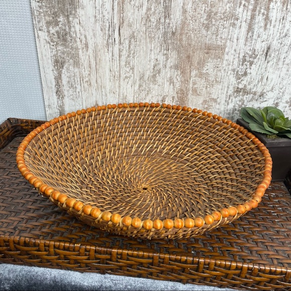 Large boho woven wicker basket